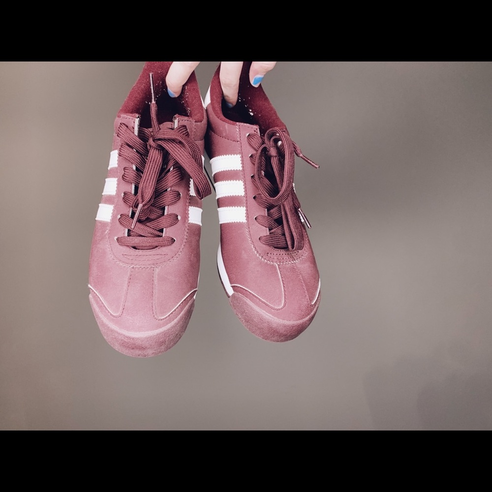 Dark Red Adidas Tennis Shoes